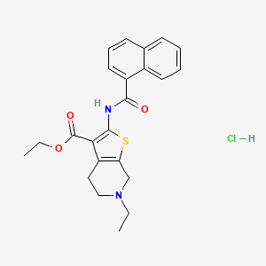 molecular formula C23H25ClN2O3S B2511297 Ethyl 2-(1-naphthamido)-6-ethyl-4,5,6,7-tetrahydrothieno[2,3-c]pyridine-3-carboxylate hydrochloride CAS No. 1215580-44-1