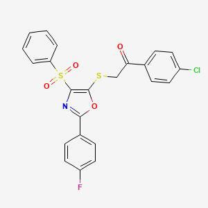 molecular formula C23H15ClFNO4S2 B2511300 1-(4-氯苯基)-2-((2-(4-氟苯基)-4-(苯磺酰基)恶唑-5-基)硫代)乙酮 CAS No. 850927-06-9