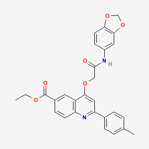 molecular formula C28H24N2O6 B2511319 Ethyl 4-(2-(benzo[d][1,3]dioxol-5-ylamino)-2-oxoethoxy)-2-(p-tolyl)quinoline-6-carboxylate CAS No. 1114650-49-5