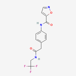 molecular formula C14H12F3N3O3 B2511326 N-(4-(2-oxo-2-((2,2,2-trifluoroethyl)amino)ethyl)phenyl)isoxazole-5-carboxamide CAS No. 1251691-91-4
