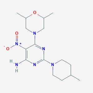 6-(2,6-Dimethylmorpholino)-2-(4-methylpiperidin-1-yl)-5-nitropyrimidin-4-amine