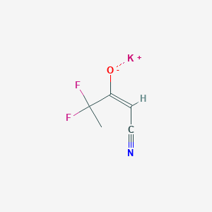 molecular formula C5H4F2KNO B2511333 Potassium;(E)-1-cyano-3,3-difluorobut-1-en-2-olate CAS No. 2344692-56-2