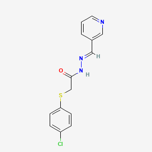 molecular formula C14H12ClN3OS B2511338 2-((4-Chlorophenyl)sulfanyl)-N'-(3-pyridinylmethylene)acetohydrazide CAS No. 329699-47-0