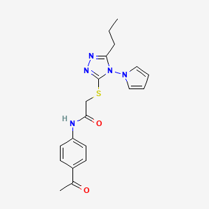 molecular formula C19H21N5O2S B2511341 N-(4-acetylphenyl)-2-{[5-propyl-4-(1H-pyrrol-1-yl)-4H-1,2,4-triazol-3-yl]sulfanyl}acetamide CAS No. 896289-97-7