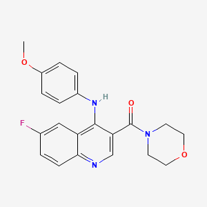 molecular formula C21H20FN3O3 B2511348 (6-Fluoro-4-((4-methoxyphenyl)amino)quinolin-3-yl)(morpholino)methanone CAS No. 1358760-26-5