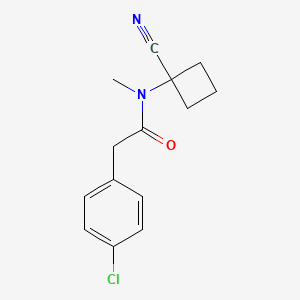 molecular formula C14H15ClN2O B2511355 2-(4-chlorophenyl)-N-(1-cyanocyclobutyl)-N-methylacetamide CAS No. 1252157-05-3