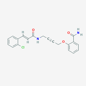 molecular formula C20H17ClN2O3 B2511357 (E)-2-((4-(3-(2-chlorophenyl)acrylamido)but-2-yn-1-yl)oxy)benzamide CAS No. 1421587-02-1