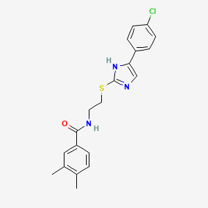 molecular formula C20H20ClN3OS B2511360 N-(2-((5-(4-chlorophenyl)-1H-imidazol-2-yl)thio)ethyl)-3,4-dimethylbenzamide CAS No. 897456-67-6
