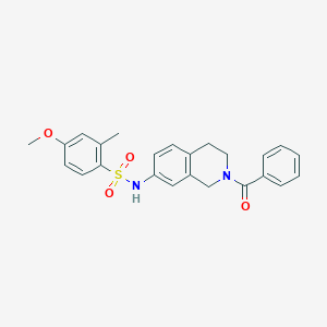 molecular formula C24H24N2O4S B2511363 N-(2-benzoyl-1,2,3,4-tetrahydroisoquinolin-7-yl)-4-methoxy-2-methylbenzenesulfonamide CAS No. 955777-14-7