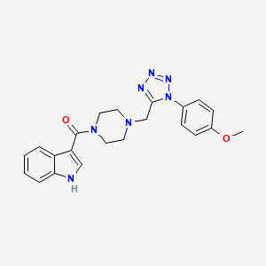 molecular formula C22H23N7O2 B2511366 (1H-吲哚-3-基)(4-((1-(4-甲氧基苯基)-1H-四唑-5-基)甲基)哌嗪-1-基)甲苯酮 CAS No. 1040679-39-7