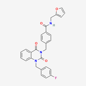 molecular formula C28H22FN3O4 B2511370 4-((1-(4-fluorobenzyl)-2,4-dioxo-1,2-dihydroquinazolin-3(4H)-yl)methyl)-N-(furan-2-ylmethyl)benzamide CAS No. 865655-11-4
