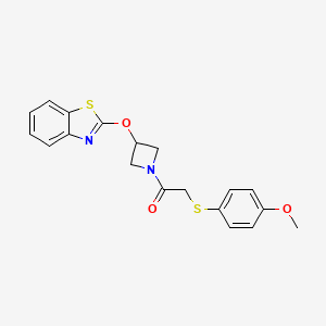 molecular formula C19H18N2O3S2 B2511388 1-(3-(Benzo[d]thiazol-2-yloxy)azetidin-1-yl)-2-((4-methoxyphenyl)thio)ethanone CAS No. 1421472-06-1