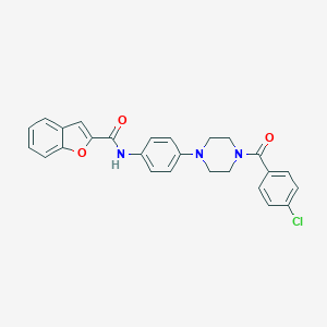 molecular formula C26H22ClN3O3 B251140 N-{4-[4-(4-chlorobenzoyl)-1-piperazinyl]phenyl}-1-benzofuran-2-carboxamide 