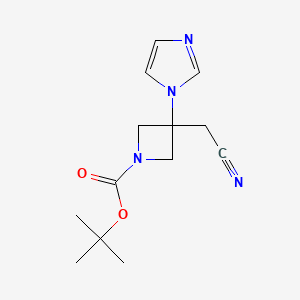 molecular formula C13H18N4O2 B2511401 tert-butyl 3-(cyanomethyl)-3-(1H-imidazol-1-yl)azetidine-1-carboxylate CAS No. 2044836-90-8