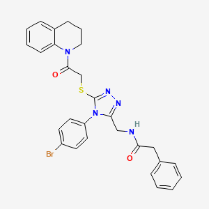 molecular formula C28H26BrN5O2S B2511403 N-[[4-(4-bromophenyl)-5-[2-(3,4-dihydro-2H-quinolin-1-yl)-2-oxoethyl]sulfanyl-1,2,4-triazol-3-yl]methyl]-2-phenylacetamide CAS No. 391949-87-4