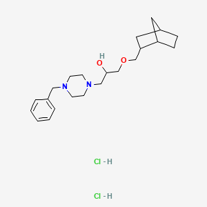 molecular formula C22H36Cl2N2O2 B2511407 1-(4-benzylpiperazin-1-yl)-3-((1R,4S)-bicyclo[2.2.1]heptan-2-ylmethoxy)propan-2-ol dihydrochloride CAS No. 1217820-31-9