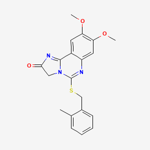 molecular formula C20H19N3O3S B2511413 8,9-dimethoxy-5-[(2-methylbenzyl)sulfanyl]imidazo[1,2-c]quinazolin-2(3H)-one CAS No. 439109-19-0