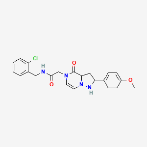 molecular formula C22H19ClN4O3 B2511415 N-[(2-chlorophenyl)methyl]-2-[2-(4-methoxyphenyl)-4-oxo-4H,5H-pyrazolo[1,5-a]pyrazin-5-yl]acetamide CAS No. 941876-21-7