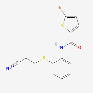 molecular formula C14H11BrN2OS2 B2511416 5-溴-N-(2-((2-氰乙基)硫代)苯基)噻吩-2-甲酰胺 CAS No. 477498-02-5