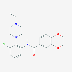 molecular formula C21H24ClN3O3 B251142 N-[3-chloro-2-(4-ethylpiperazin-1-yl)phenyl]-2,3-dihydro-1,4-benzodioxine-6-carboxamide 