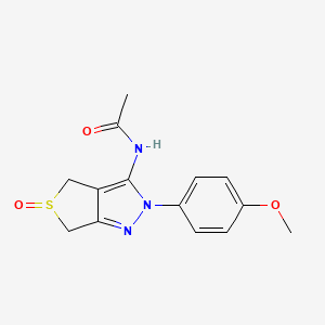 molecular formula C14H15N3O3S B2511427 N-(2-(4-methoxyphenyl)-5-oxido-4,6-dihydro-2H-thieno[3,4-c]pyrazol-3-yl)acetamide CAS No. 957298-65-6