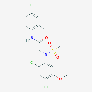 molecular formula C17H17Cl3N2O4S B2511444 N-(4-chloro-2-methylphenyl)-2-[2,4-dichloro-5-methoxy(methylsulfonyl)anilino]acetamide CAS No. 343374-20-9