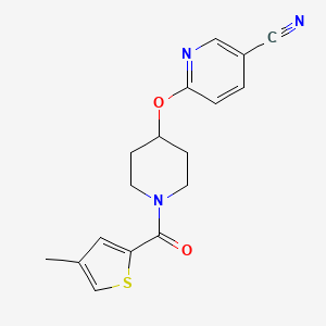 molecular formula C17H17N3O2S B2511445 6-((1-(4-Methylthiophene-2-carbonyl)piperidin-4-yl)oxy)nicotinonitrile CAS No. 1428375-75-0