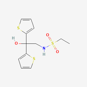 molecular formula C12H15NO3S3 B2511449 N-[2-羟基-2,2-双(噻吩-2-基)乙基]乙烷-1-磺酰胺 CAS No. 2097872-12-1