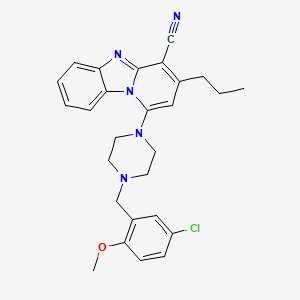 molecular formula C27H28ClN5O B2511451 1-[4-(5-氯-2-甲氧基苄基)哌嗪-1-基]-3-丙基吡啶并[1,2-a]苯并咪唑-4-腈 CAS No. 384375-02-4