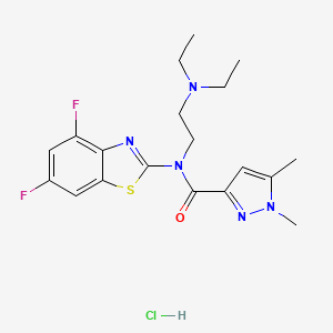 molecular formula C19H24ClF2N5OS B2511452 N-(2-(diethylamino)ethyl)-N-(4,6-difluorobenzo[d]thiazol-2-yl)-1,5-dimethyl-1H-pyrazole-3-carboxamide hydrochloride CAS No. 1216788-34-9