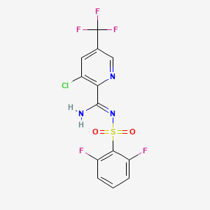 molecular formula C13H7ClF5N3O2S B2511462 3-chloro-N-(2,6-difluorobenzenesulfonyl)-5-(trifluoromethyl)pyridine-2-carboximidamide CAS No. 2085690-31-7