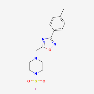 molecular formula C14H17FN4O3S B2511471 4-[[3-(4-Methylphenyl)-1,2,4-oxadiazol-5-yl]methyl]piperazine-1-sulfonyl fluoride CAS No. 2411293-30-4