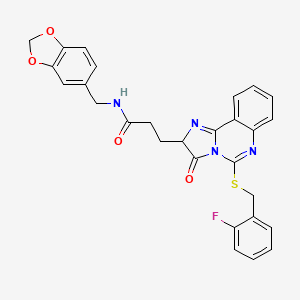 N-[(2H-1,3-benzodioxol-5-yl)methyl]-3-(5-{[(2-fluorophenyl)methyl]sulfanyl}-3-oxo-2H,3H-imidazo[1,2-c]quinazolin-2-yl)propanamide