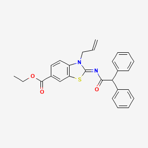 Ethyl 2-(2,2-diphenylacetyl)imino-3-prop-2-enyl-1,3-benzothiazole-6-carboxylate