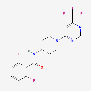 molecular formula C17H15F5N4O B2511491 2,6-difluoro-N-{1-[6-(trifluoromethyl)pyrimidin-4-yl]piperidin-4-yl}benzamide CAS No. 1775450-91-3