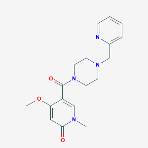 molecular formula C18H22N4O3 B2511493 4-甲氧基-1-甲基-5-{4-[(吡啶-2-基)甲基]哌嗪-1-羰基}-1,2-二氢吡啶-2-酮 CAS No. 2097934-29-5