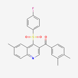 molecular formula C25H20FNO3S B2511498 (3,4-二甲苯基)(4-((4-氟苯基)磺酰基)-6-甲基喹啉-3-基)甲苯酮 CAS No. 899760-30-6