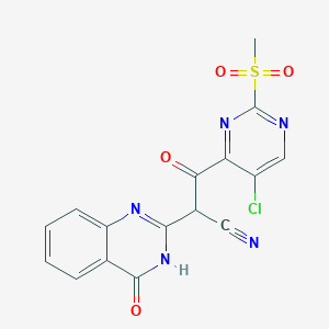 molecular formula C16H10ClN5O4S B2511502 3-(5-Chloro-2-methanesulfonylpyrimidin-4-yl)-3-oxo-2-(4-oxo-3,4-dihydroquinazolin-2-yl)propanenitrile CAS No. 325723-14-6