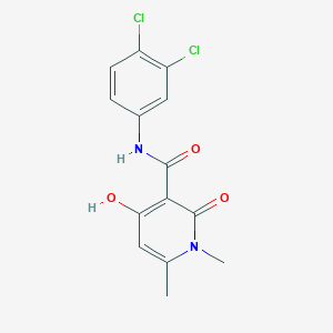 molecular formula C14H12Cl2N2O3 B2511503 N-(3,4-dichlorophenyl)(4-hydroxy-1,6-dimethyl-2-oxo(3-hydropyridyl))carboxamid e CAS No. 883482-22-2