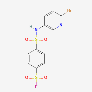 molecular formula C11H8BrFN2O4S2 B2511505 4-[(6-Bromopyridin-3-yl)sulfamoyl]benzene-1-sulfonyl fluoride CAS No. 1607285-84-6