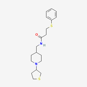 molecular formula C19H28N2OS2 B2511509 3-(phenylthio)-N-((1-(tetrahydrothiophen-3-yl)piperidin-4-yl)methyl)propanamide CAS No. 2034444-06-7