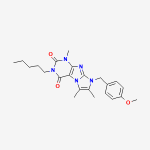 molecular formula C23H29N5O3 B2511510 8-(4-甲氧基苄基)-1,6,7-三甲基-3-戊基-1H-咪唑并[2,1-f]嘌呤-2,4(3H,8H)-二酮 CAS No. 887865-50-1