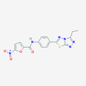 molecular formula C16H12N6O4S B251153 N-[4-(3-ethyl[1,2,4]triazolo[3,4-b][1,3,4]thiadiazol-6-yl)phenyl]-5-nitro-2-furamide 