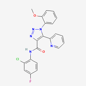 molecular formula C21H15ClFN5O2 B2511541 N-(2-氯-4-氟苯基)-1-(2-甲氧基苯基)-5-吡啶-2-基-1H-1,2,3-三唑-4-甲酰胺 CAS No. 1396854-92-4