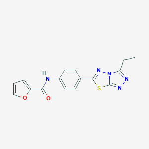 molecular formula C16H13N5O2S B251155 N-[4-(3-ethyl[1,2,4]triazolo[3,4-b][1,3,4]thiadiazol-6-yl)phenyl]furan-2-carboxamide 