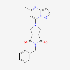 molecular formula C20H19N5O2 B2511553 5-Benzyl-2-(5-methylpyrazolo[1,5-a]pyrimidin-7-yl)-1,3,3a,6a-tetrahydropyrrolo[3,4-c]pyrrole-4,6-dione CAS No. 2415624-76-7