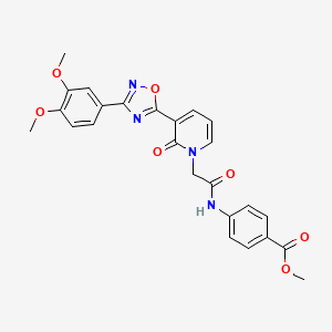 molecular formula C25H22N4O7 B2511557 methyl 4-(2-(3-(3-(3,4-dimethoxyphenyl)-1,2,4-oxadiazol-5-yl)-2-oxopyridin-1(2H)-yl)acetamido)benzoate CAS No. 1105202-09-2