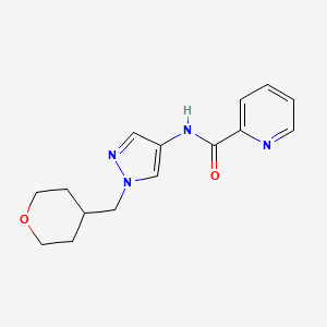 molecular formula C15H18N4O2 B2511559 N-(1-((tetrahydro-2H-pyran-4-yl)methyl)-1H-pyrazol-4-yl)picolinamide CAS No. 1705350-96-4