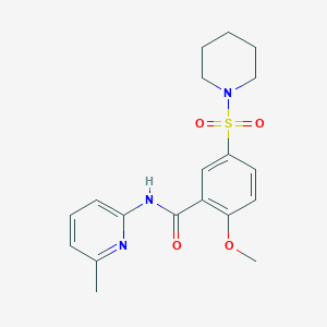molecular formula C19H23N3O4S B2511564 2-甲氧基-N-(6-甲基吡啶-2-基)-5-(哌啶-1-基磺酰基)苯甲酰胺 CAS No. 919052-75-8
