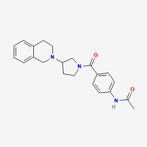 molecular formula C22H25N3O2 B2511573 N-(4-(3-(3,4-dihydroisoquinolin-2(1H)-yl)pyrrolidine-1-carbonyl)phenyl)acetamide CAS No. 2034265-22-8